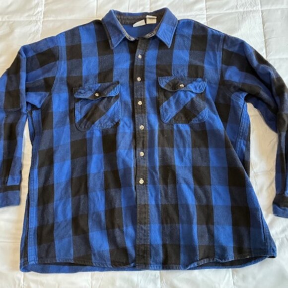 Field and Stream Flannel Black and Blue Plaid Long Sleeve Outdoors 2XL TALL - Picture 1 of 3